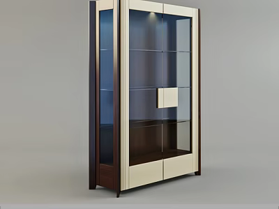 Modern Entryway Cabinet Sideboard With Glass Doors Built in Lighting And Storage Drawers 3d model