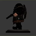 Dwarf Warrior Fantasy Character With Gun Detailed Armor And Beard On Circular Base
