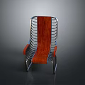 Modern Unique Chair With Wooden Backrest And Sleek Metal Frame Design