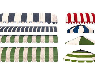Colorful Striped Awnings with Various Patterns for Outdoor Home Use 3d model