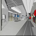 Adidas Clothing Store Industrial Style Gray Ceiling With Colorful Apparel Shoe Racks And Display Tables