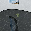 Bonsai Plant With Fern Leaves In Gray Pot On Indoor Textured Floor