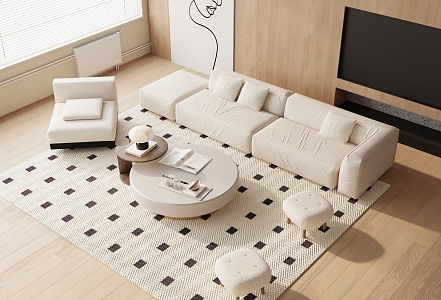 Modern Sofa Coffee Table Combination Sofa Combination 3d model