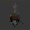 Vintage Style Metal Ship Model With Rustic Color And Detailed Structure 3d model