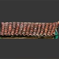 Realistic Terracotta Roof Model With Red Clay Tiles And Overlapping Structure