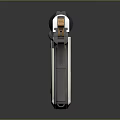Metallic Tactical Pistol Featuring Silencer Laser Sight And Glossy Surface Reflection