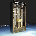 Modern Glass Door Wine Cabinet With LED Lighting And Wine Bottle Shelves