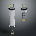 Two White Cylindrical Equipment Units With Yellow Blue Components And Ladder Structure 3d model