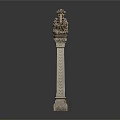 Classical Roman Column with Intricate Stone Carvings and Ornate Capital Design Details