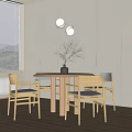 Quiet Dining Table and Chair Combination Dining Table and Chair 3d model