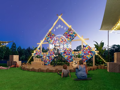 Modern Camping Online Celebrity Pushcard Stage Online Celebrity Camping Concert 3d model