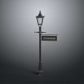 Vintage Street Lamp With Decorative Design And Chester Road Sign
