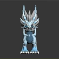 Game Movie Character Blue Baby Dragon With White Spiky Mane Blue Wings Sharp Claws