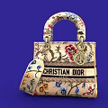 Christian Dior Stylish Bag With Floral Patterns Handle And Adjustable Strap