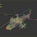 Detailed Helicopter Model With Teal And Gray Body Large Propellers And Structure 3d model