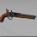 Vintage Pistol with Wooden Grip Engraved Metal Barrel and Classic Design Details