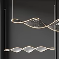 Modern Artistic Chandelier With Wavy Curved Design And Illuminated Glass Elements