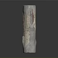 Decorative Textured Stone Column With Rough Surface And Red Linear Patterns
