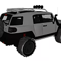 Gray Off Road Car With Roof Rack Large Tires And Front Bumper Lights