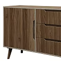 Modern Entryway Cabinet Sideboard With Dark Walnut Wood Design Drawers And Slim Legs