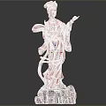 Traditional Elegant Female Statue Ornament Decor Set With Jade Like Ivory White Craftwork