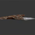 Orange Futuristic Weapon With Intricate Pattern And Transparent Crystal Tip 3d model