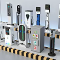 Modern Public Electric Vehicle Charging Facilities Featuring Various Charger Models And Designs