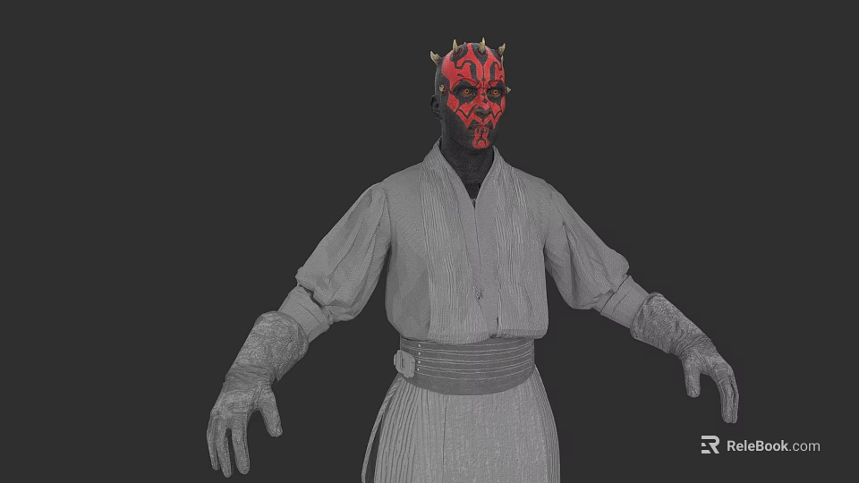 Game And Movie Character Featuring Red Facial Markings Horns And Robe Attire 3d model 