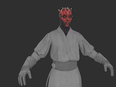 Game And Movie Character Featuring Red Facial Markings Horns And Robe Attire 3d model