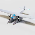 White and Blue Passenger Airplane Model with Float Propeller and Wing Design 3d model