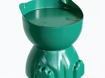 Green Cat Shaped Side Table With Paw Design Modern Stylish Accent Furniture 3d model