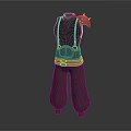 Medieval Fantasy Costume With Black Sleeveless Top Shoulder Armor Brown Belt And Loose Brown Pants