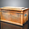 Antique Wooden Chest With Worn Surface Wooden Lid And Metal Latch