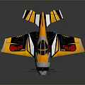 Vibrant Toy Airplane With Yellow Black Body Red Patterned Wings And Spinning Propeller