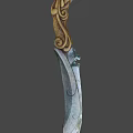 Traditional Weapon With Intricate Gold Copper Carvings Dragon Pattern And Shiny Metal Blade