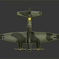 Vintage Twin Engine Military Aircraft In Green Camouflage With Black Cross Insignia And Propellers