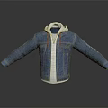 Blue Denim Jacket With White Hoodie Inner And Red Drawstrings Design 3d model