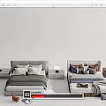 Stylish Double Beds Interior Design With Nightstands Pillows And Bed Sheets Decor 3d model