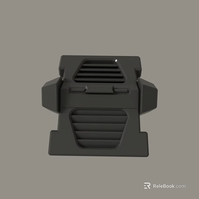 Black Mechanical Support Bracket With Ribbed Surface And Ventilation Holes 3d model 