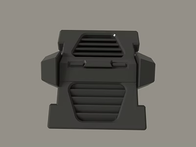 Black Mechanical Support Bracket With Ribbed Surface And Ventilation Holes 3d model