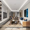 Modern Minimalist Living And Dining Area With Floor To Ceiling Window And City View