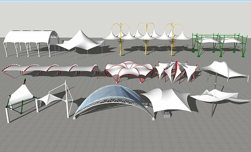 Modern tensioned membrane canopy carport 3d model