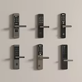 Various Smart Door Locks With Electronic Keypads And Different Handle Styles 3d model