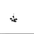 Modern Six Light Chandelier With Branching Brass Frame And Smoke Glass Shades
