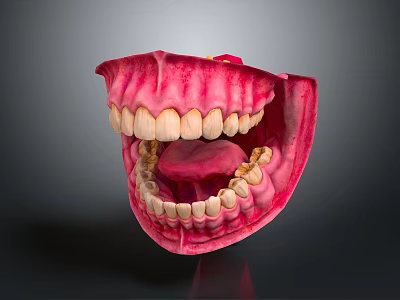Human Oral Anatomy Model With Detailed Teeth And Pink Gums Structure 3d model