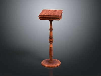 Wooden Functional Table With Pedestal Base And Elegant Column Design Accent 3d model