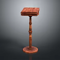 Wooden Functional Table With Pedestal Base And Elegant Column Design Accent 3d model