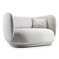 Modern Light Gray Velvet Two-Seater Sofa With Curved Design And Soft Pillow