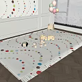 Square Rug with Colorful Polka Dots in Kids Room Play Area for Children's Playtime