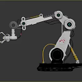Game Movie Character Robotic Arm With White Yellow Mechanical Structure And Black Base
